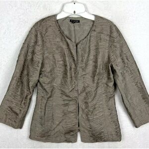 Eileen Fisher Ripple Bindu 100% Silk Textured
Natural Beige Taupe Jacket S EUC